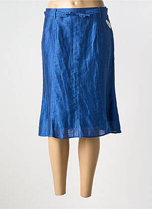 Jupe mi-longue coupe évasée bleu LEBEK femme