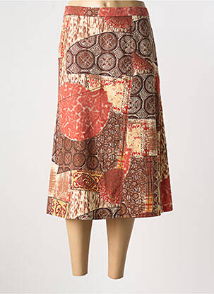 Jupe mi-longue coupe évasée marron K'TENDANCES femme