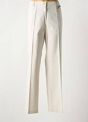 Pantalon droit fermeture zippée sous rabat boutonné beige FRANK WALDER femme