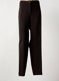 Pantalon droit fermeture zippée sous rabat boutonné marron SAINT HILAIRE femme