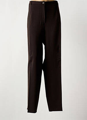 Pantalon droit fermeture zippée sous rabat boutonné marron SAINT HILAIRE femme