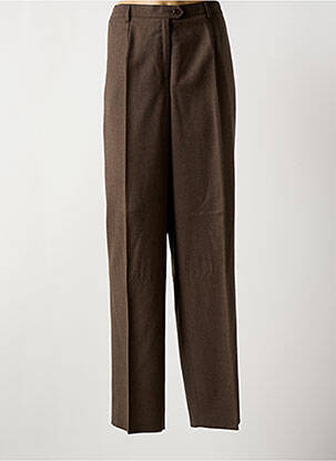 Pantalon droit fermeture zippée sous rabat boutonné marron LUCIA femme