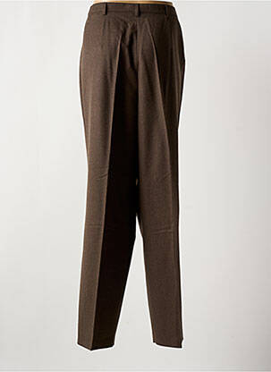 Pantalon droit fermeture zippée sous rabat boutonné marron LUCIA femme