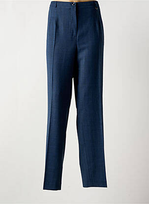 Pantalon droit fermeture zippée sous rabat boutonné bleu SAINT HILAIRE femme