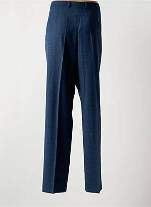 Pantalon droit fermeture zippée sous rabat boutonné bleu SAINT HILAIRE femme