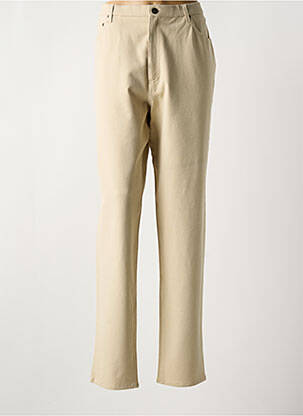 Pantalon droit fermeture zippée sous rabat boutonné beige KARTING femme