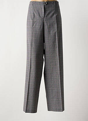 Pantalon droit fermeture zippée sous rabat boutonné gris LUCIA femme