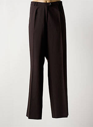 Pantalon droit fermeture zippée sous rabat boutonné marron FRANK WALDER femme