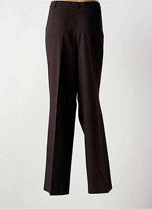 Pantalon droit fermeture zippée sous rabat boutonné marron FRANK WALDER femme