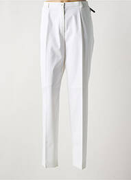Pantalon droit fermeture zippée sous rabat boutonné blanc SAINT HILAIRE femme