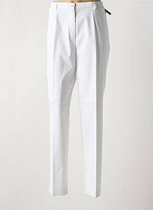 Pantalon droit fermeture zippée sous rabat boutonné blanc SAINT HILAIRE femme