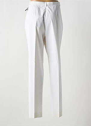 Pantalon droit fermeture zippée sous rabat boutonné blanc SAINT HILAIRE femme