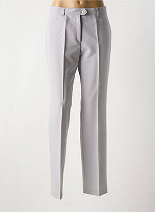 Pantalon droit fermeture zippée sous rabat boutonné gris PURE femme