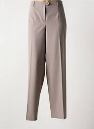 Pantalon droit fermeture zippée sous rabat boutonné beige LUCIA femme