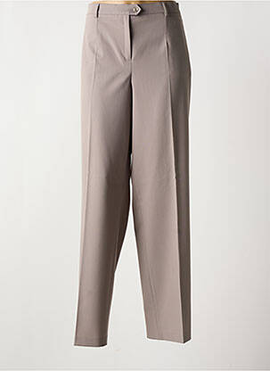 Pantalon droit fermeture zippée sous rabat boutonné beige LUCIA femme