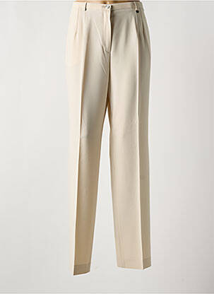 Pantalon droit fermeture zippée sous rabat boutonné beige SAINT HILAIRE femme