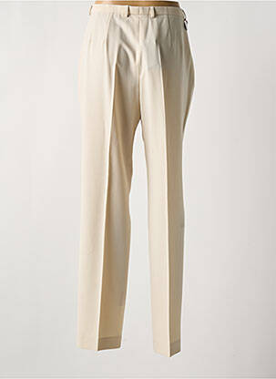 Pantalon droit fermeture zippée sous rabat boutonné beige SAINT HILAIRE femme