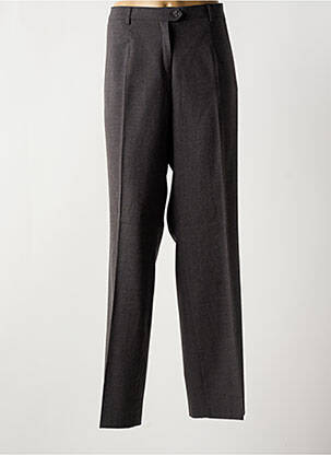 Pantalon droit fermeture zippée sous rabat boutonné gris LUCIA femme