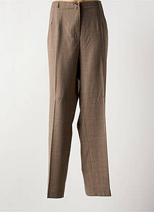 Pantalon droit fermeture zippée sous rabat boutonné beige SAINT HILAIRE femme