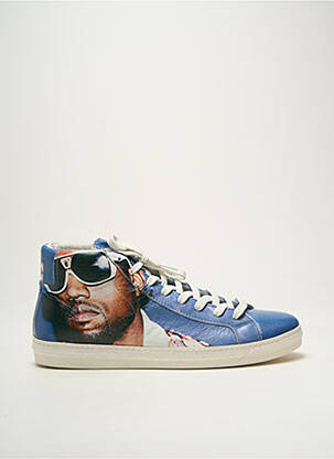 Baskets matière lisse bout rond bleu AMERICAN COLLEGE homme