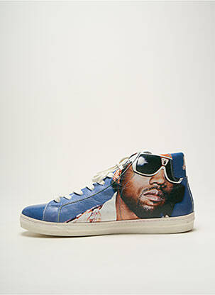 Baskets matière lisse bout rond bleu AMERICAN COLLEGE homme
