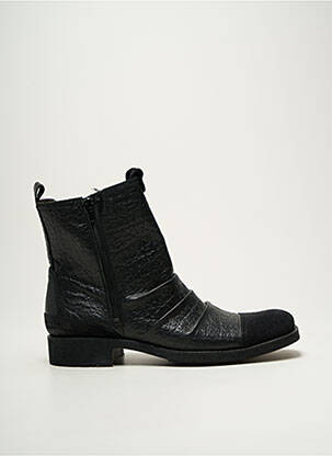 Bottines/boots tissage satiné talon bas noir MOSHION homme
