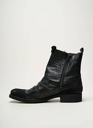 Bottines/boots tissage satiné talon bas noir MOSHION homme