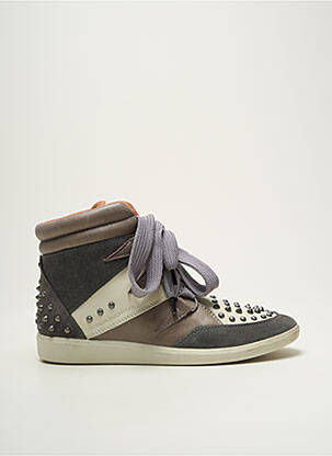 Baskets nubuck talon plat jusqu'à 3cm gris GROUNDFIVE femme