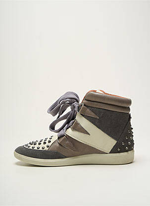 Baskets nubuck talon plat jusqu'à 3cm gris GROUNDFIVE femme