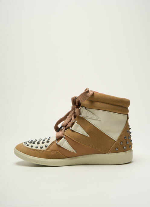 Baskets tissage satiné talon plat jusqu'à 3cm marron GROUNDFIVE femme