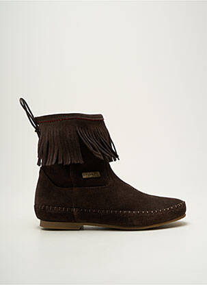 Bottines/boots nubuck talon plat jusqu'à 3cm marron LE TEMPS DES CERISES femme