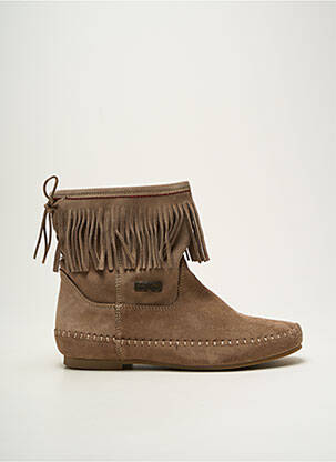 Bottines/boots nubuck talon plat jusqu'à 3cm beige LE TEMPS DES CERISES femme
