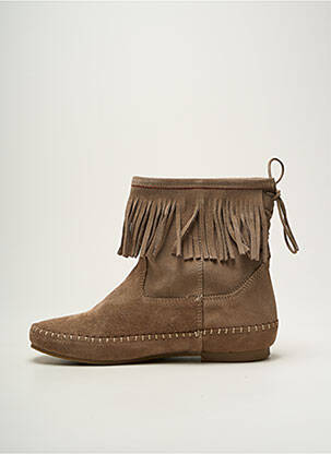 Bottines/boots nubuck talon plat jusqu'à 3cm beige LE TEMPS DES CERISES femme