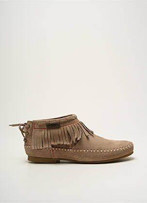 Bottines/boots nubuck talon plat jusqu'à 3cm beige LE TEMPS DES CERISES femme
