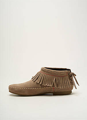 Bottines/boots nubuck talon plat jusqu'à 3cm beige LE TEMPS DES CERISES femme