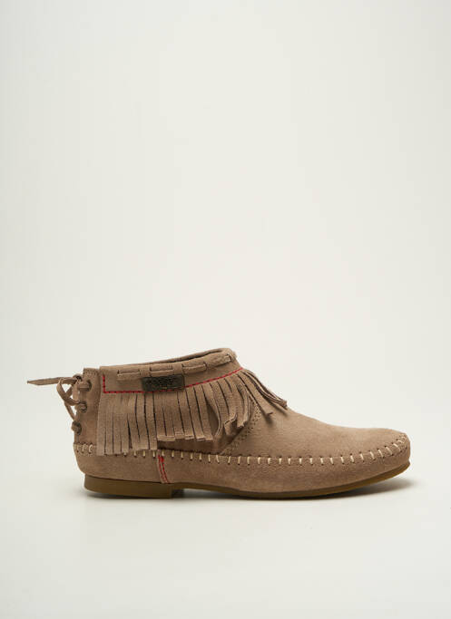 Bottines/boots nubuck talon plat jusqu'à 3cm beige LE TEMPS DES CERISES femme