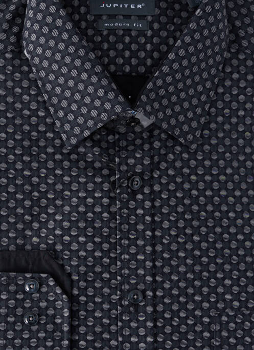 Chemise manches longues noir JUPITER pour homme