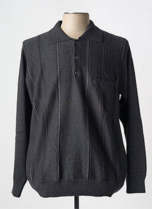 Pull col polo manches longues gris TRICOVAL homme