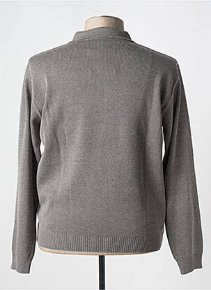 Pull col polo manches longues gris TRICOVAL homme