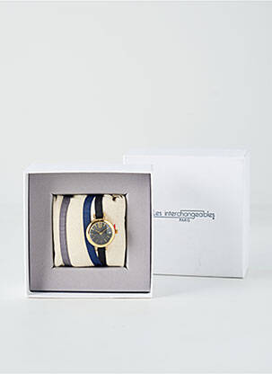 Montre matériaux métal bleu LES INTERCHANGEABLES femme