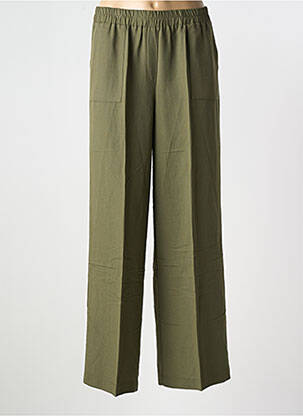 Pantalon droit tissage popeline taille normale vert TINTA femme