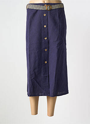 Jupe mi-longue coupe droite bleu CHRISTINE LAURE femme