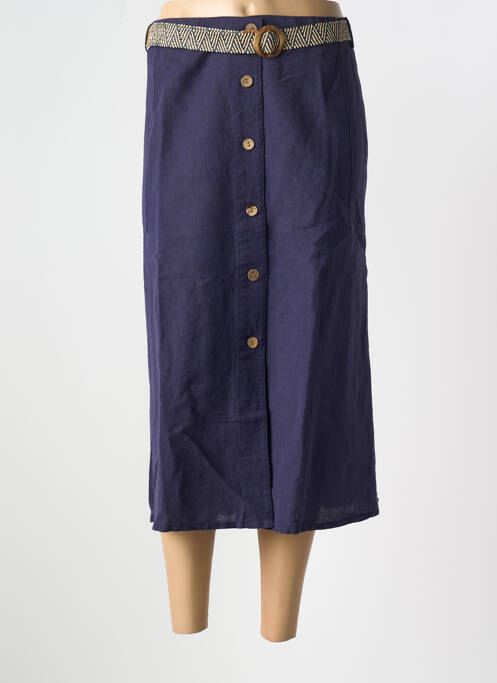 Jupe mi-longue bleu CHRISTINE LAURE pour femme