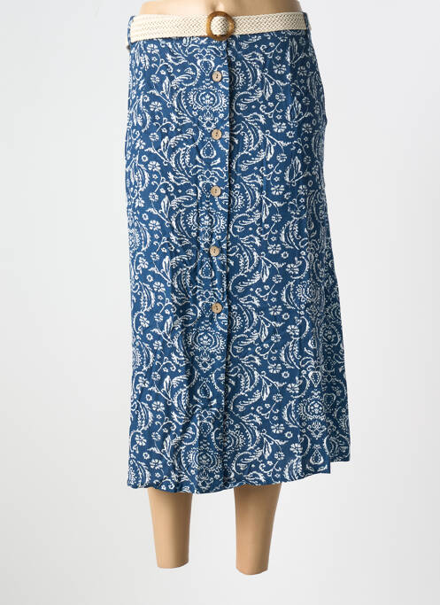 Jupe mi-longue bleu CHRISTINE LAURE pour femme