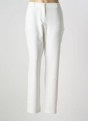 Pantalon chino fermeture zippée sous rabat boutonné taille normale beige CHRISTINE LAURE femme