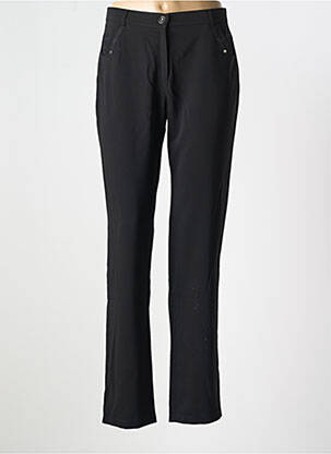 Pantalon droit tissage popeline taille normale noir CHRISTINE LAURE femme