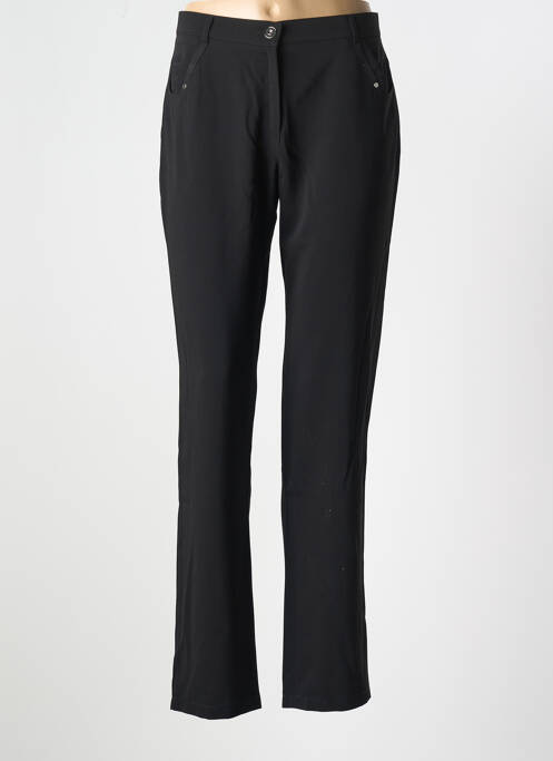 Pantalon droit tissage popeline taille normale noir CHRISTINE LAURE femme