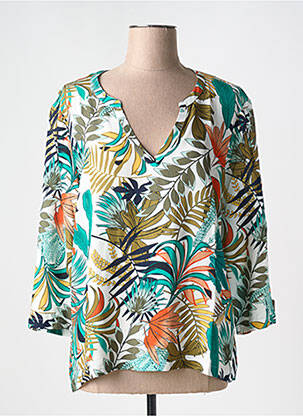 Blouse manches 3/4 manches 3/4 vert CHRISTINE LAURE femme