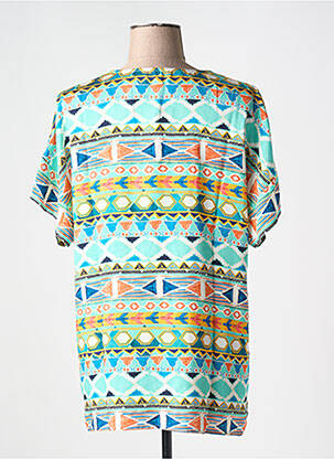 Blouse tissage popeline manches courtes bleu TINTA STYLE femme