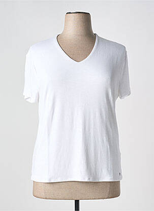 T-shirt col v manches courtes blanc MARBLE femme